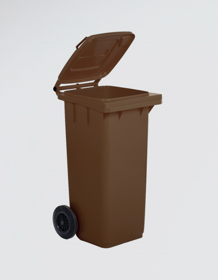 UNI EN 840 Bidone carrellato per la raccolta differenziata rifiuti Mobil Plastic 240 Lt per uso esterno marrone 